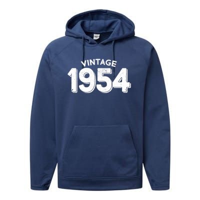 Distressed Vintage 1954 70th Birthday Performance Fleece Hoodie