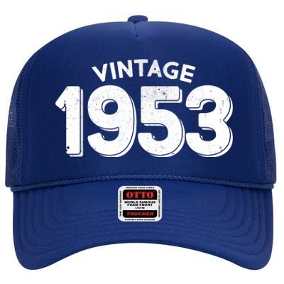 Distressed Vintage 1953 70th Birthday High Crown Mesh Back Trucker Hat