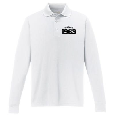 Distressed Vintage 1963 60th Birthday Performance Long Sleeve Polo