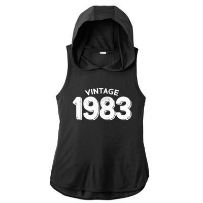 Distressed Vintage 1983 40th Birthday Ladies PosiCharge Tri-Blend Wicking Draft Hoodie Tank