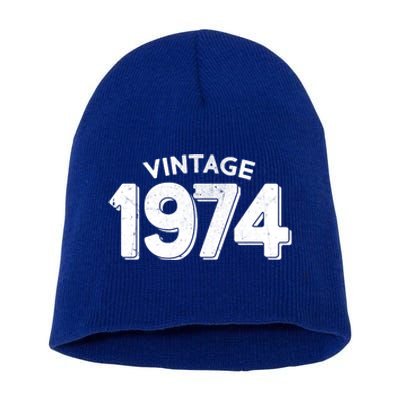 Distressed Vintage 1974 50th Birthday Short Acrylic Beanie