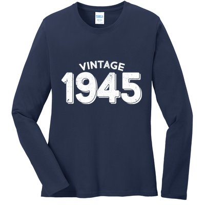Distressed Vintage 1945 80th Birthday Ladies Long Sleeve Shirt