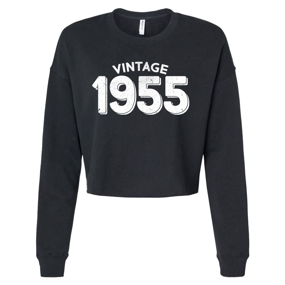 Distressed Vintage 1955 70th Birthday Cropped Pullover Crew