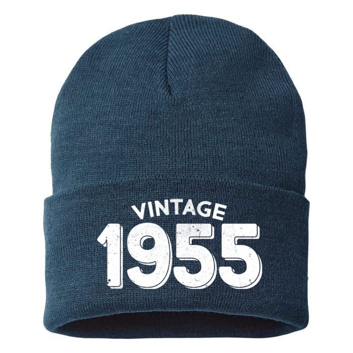 Distressed Vintage 1955 70th Birthday Sustainable Knit Beanie