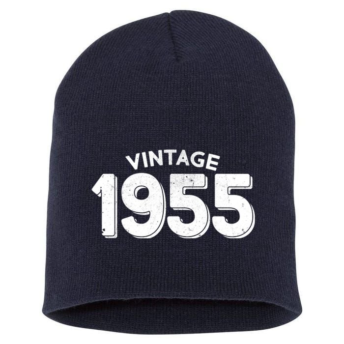 Distressed Vintage 1955 70th Birthday Short Acrylic Beanie