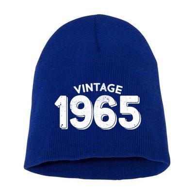 Distressed Vintage 1965 60th Birthday Short Acrylic Beanie