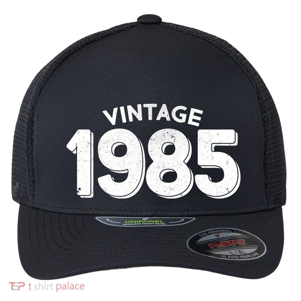 Distressed Vintage 1985 40th Birthday Flexfit Unipanel Trucker Cap