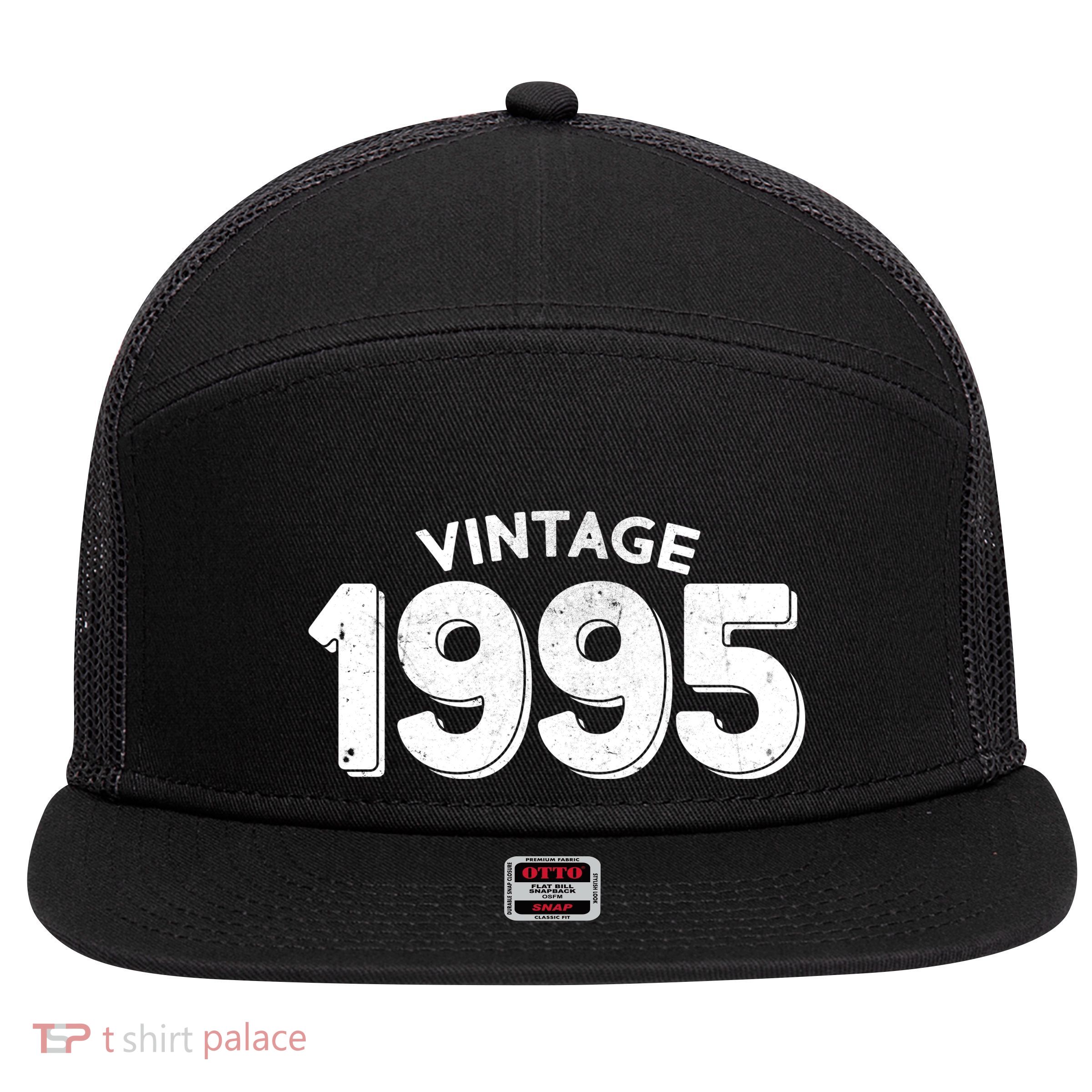 Distressed Vintage 1995 30th Birthday 7 Panel Mesh Trucker Snapback Hat