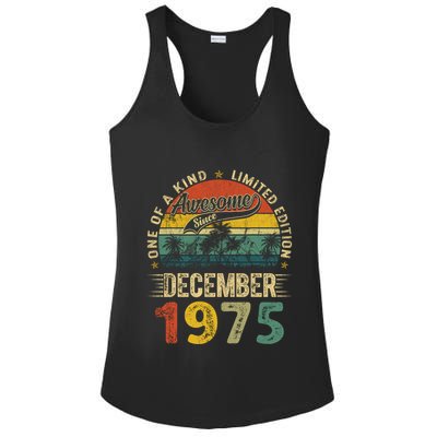 Distressed Vintage 1975 December Limited Edition 49th Bday Ladies PosiCharge Competitor Racerback Tank