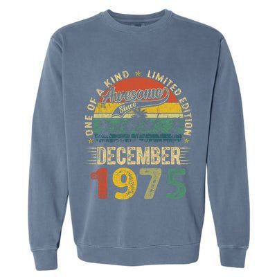 Distressed Vintage 1975 December Limited Edition 49th Bday Garment-Dyed Sweatshirt