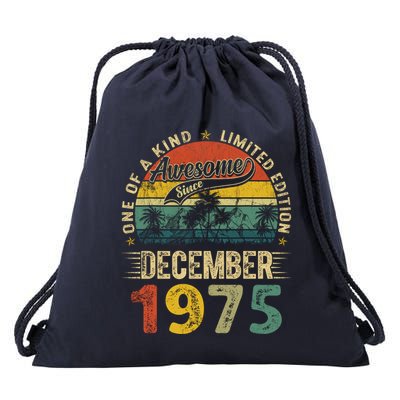 Distressed Vintage 1975 December Limited Edition 49th Bday Drawstring Bag