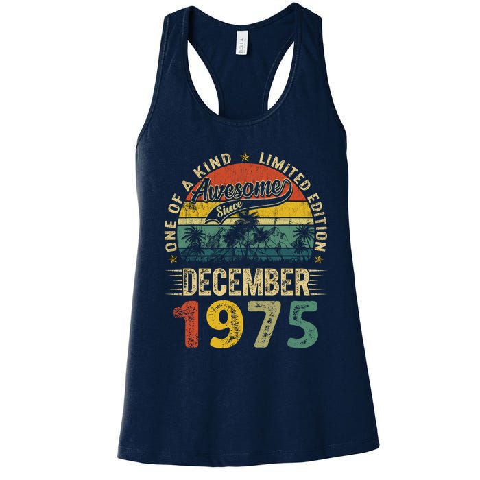 Distressed Vintage 1975 December Limited Edition 49th Bday Women's Racerback Tank