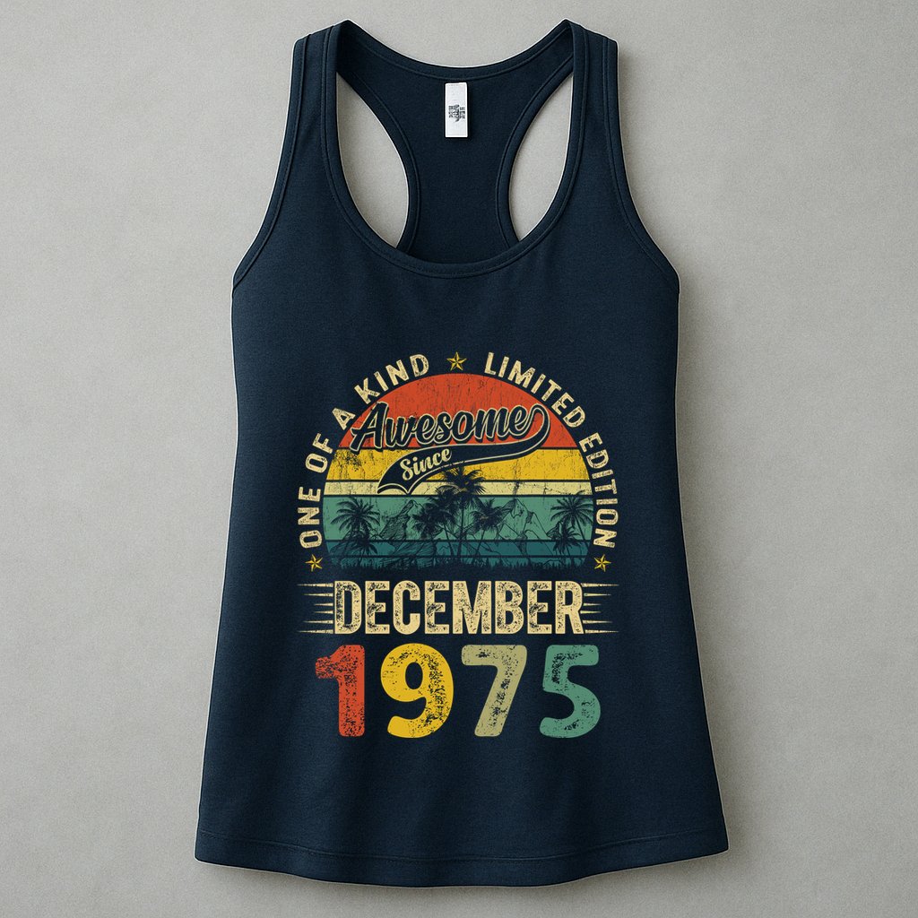 Distressed Vintage 1975 December Limited Edition 49th Bday Womens Tank Top