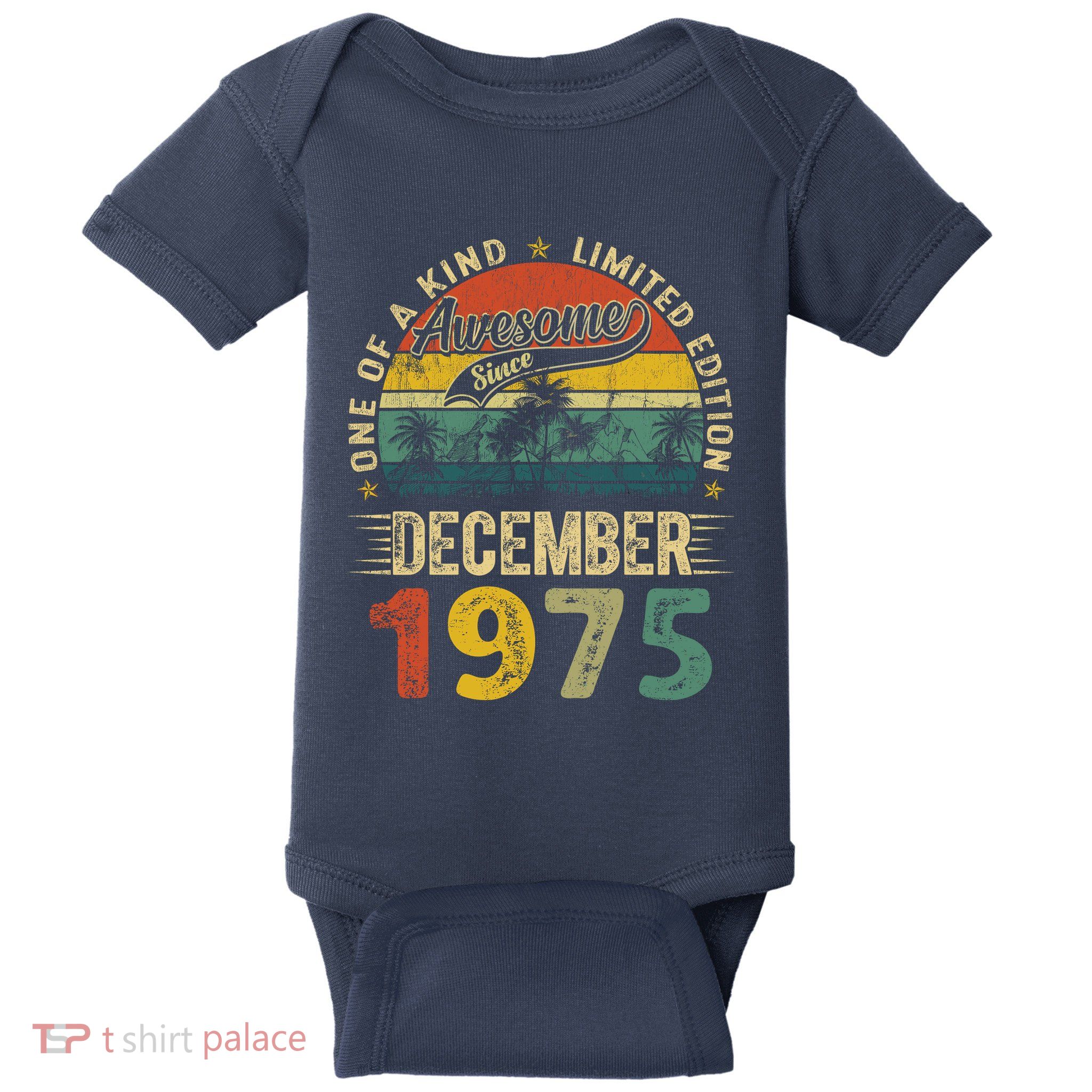 Distressed Vintage 1975 December Limited Edition 49th Bday Baby Bodysuit