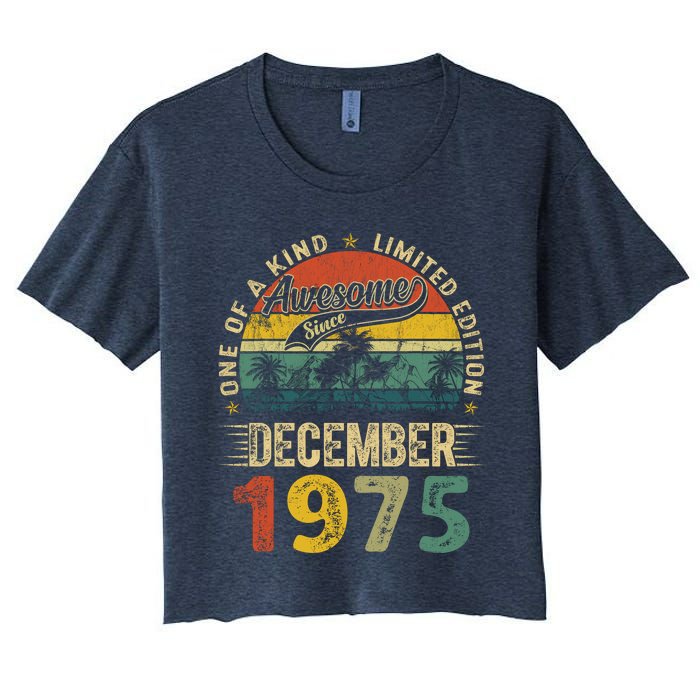 Distressed Vintage 1975 December Limited Edition 49th Bday Women's Crop Top Tee