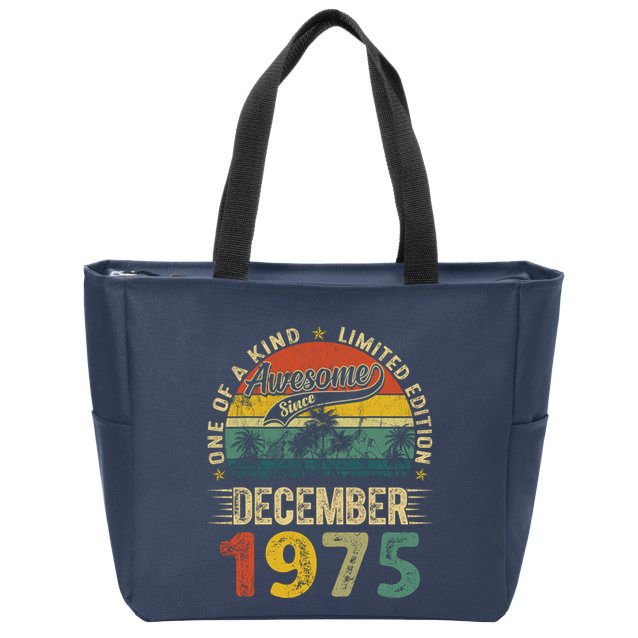 Distressed Vintage 1975 December Limited Edition 49th Bday Zip Tote Bag
