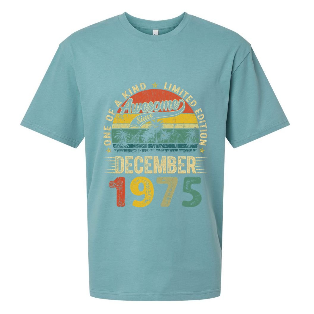 Distressed Vintage 1975 December Limited Edition 49th Bday Sueded Cloud Jersey T-Shirt
