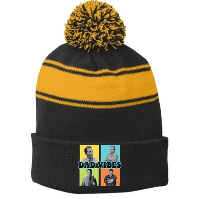 Dad Vibes 90s Dad Vibes Retro Funny Stripe Pom Pom Beanie