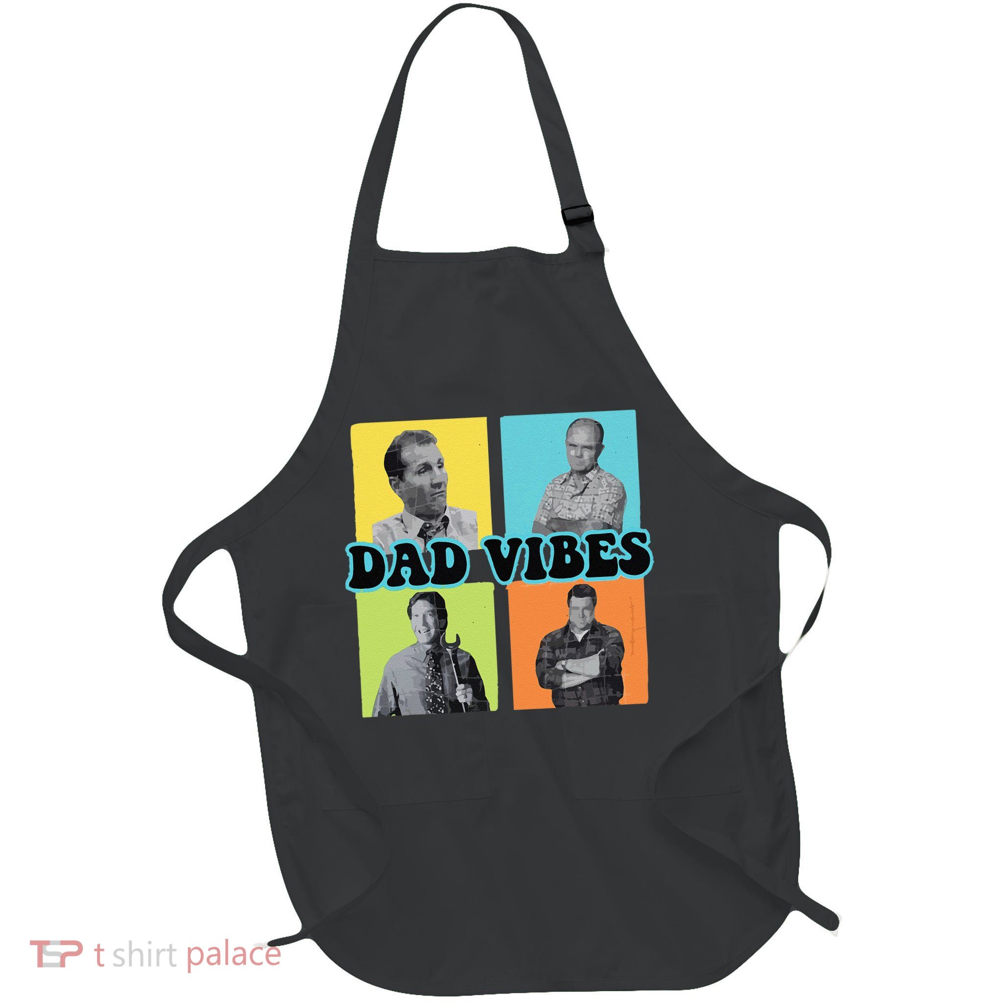 Dad Vibes 90s Dad Vibes Retro Funny Full-Length Apron With Pockets