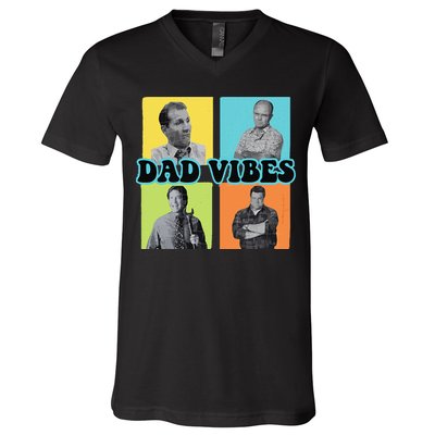 Dad Vibes 90s Dad Vibes Retro Funny V-Neck T-Shirt