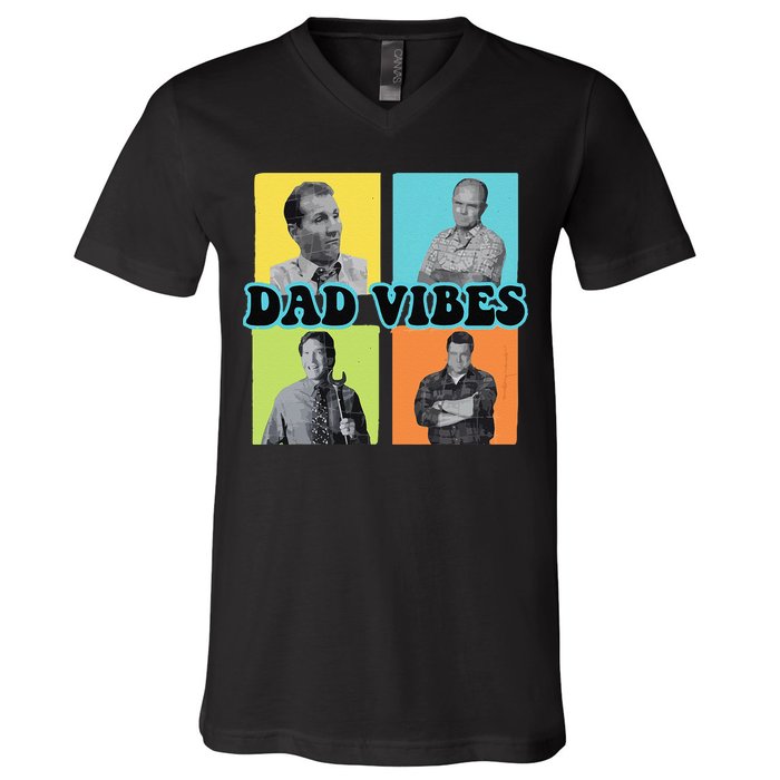 Dad Vibes 90s Dad Vibes Retro Funny V-Neck T-Shirt