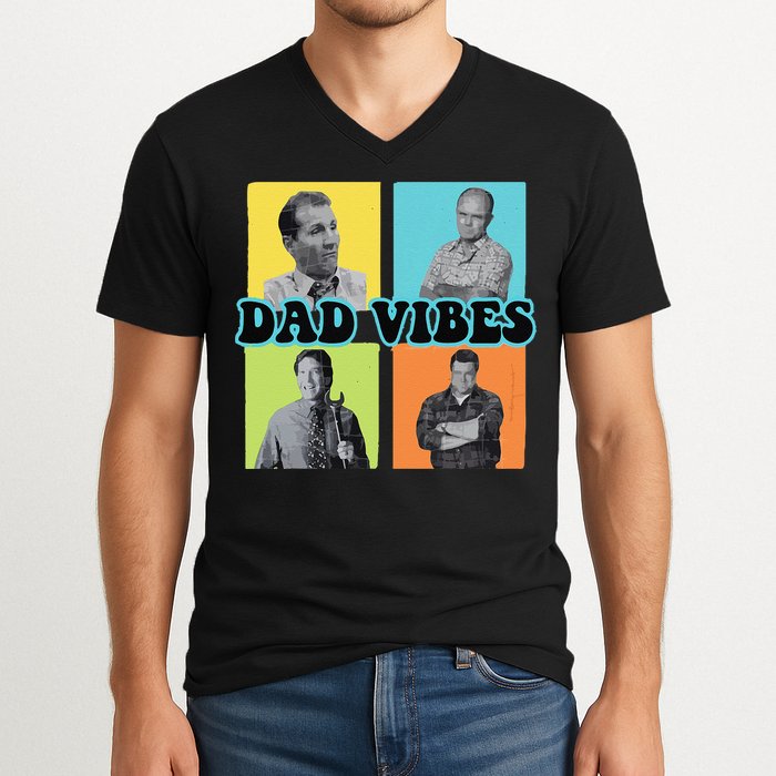 Dad Vibes 90s Dad Vibes Retro Funny V-Neck T-Shirt