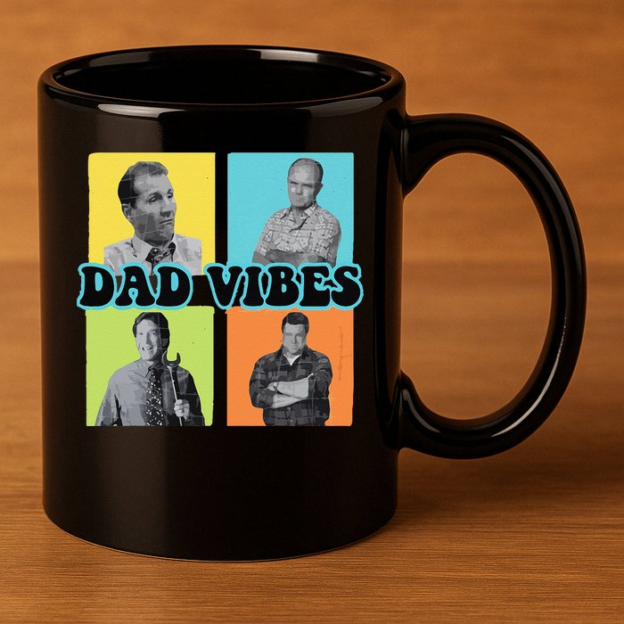 Dad Vibes 90s Dad Vibes Retro Funny 11oz C Handle Ceramic Mug