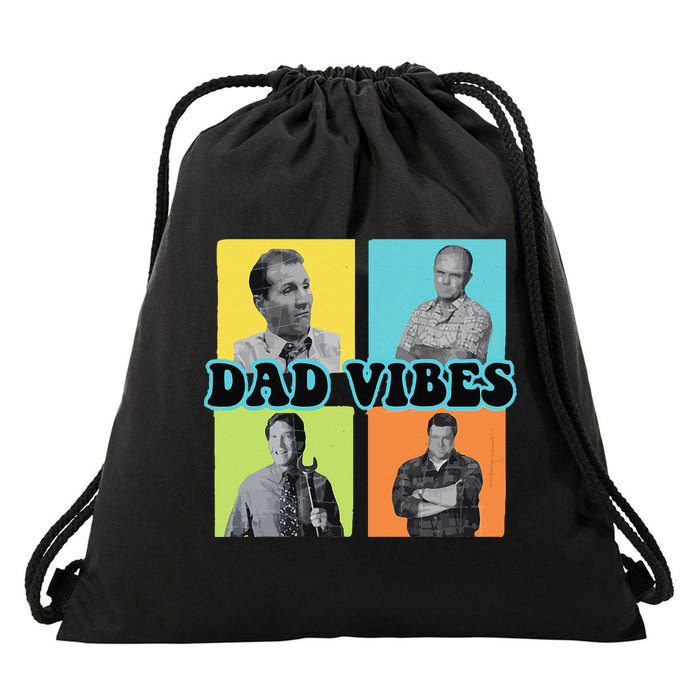 Dad Vibes 90s Dad Vibes Retro Funny Drawstring Bag