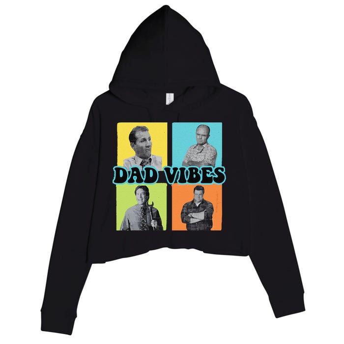 Dad Vibes 90s Dad Vibes Retro Funny Crop Fleece Hoodie