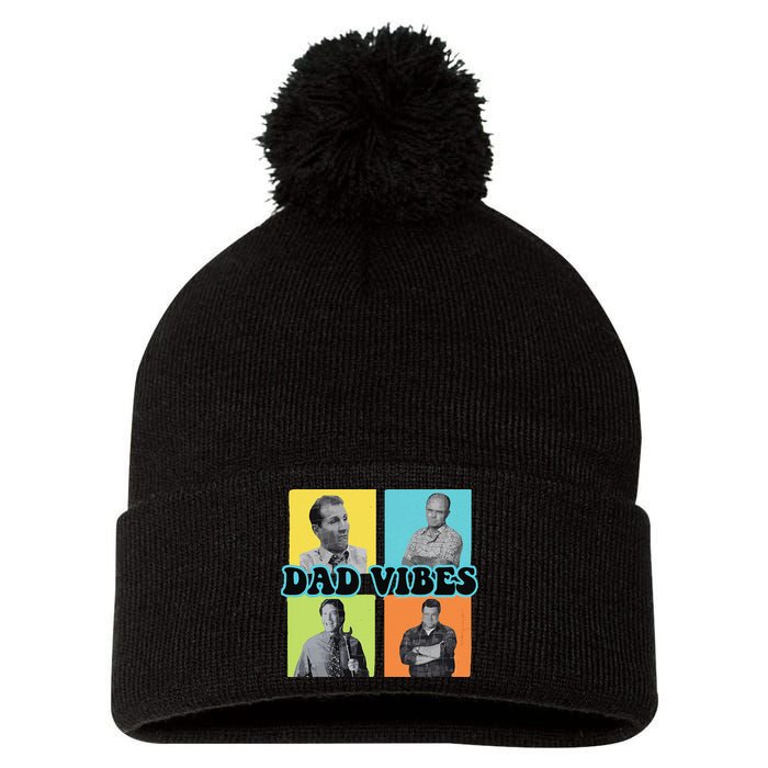 Dad Vibes 90s Dad Vibes Retro Funny Pom Pom 12in Knit Beanie