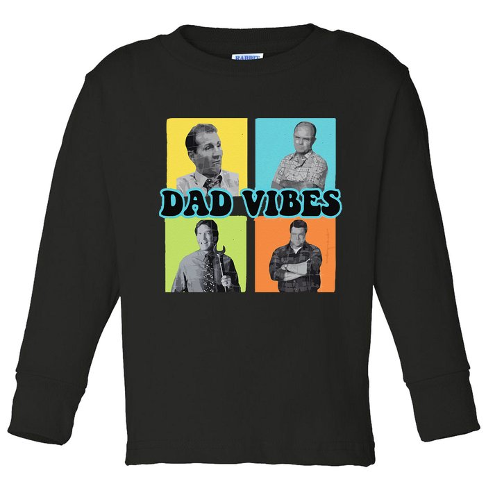 Dad Vibes 90s Dad Vibes Retro Funny Toddler Long Sleeve Shirt