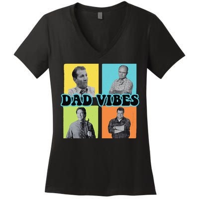 Dad Vibes 90s Dad Vibes Retro Funny Women's V-Neck T-Shirt