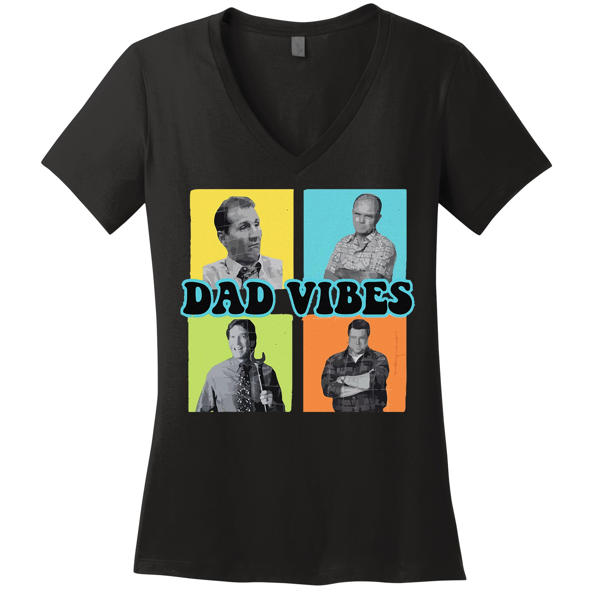 Dad Vibes 90s Dad Vibes Retro Funny Women's V-Neck T-Shirt