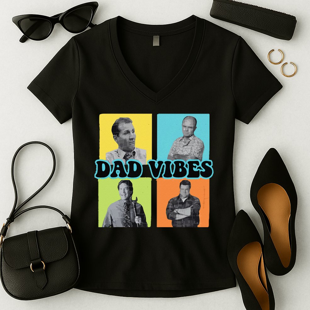 Dad Vibes 90s Dad Vibes Retro Funny Women's V-Neck T-Shirt