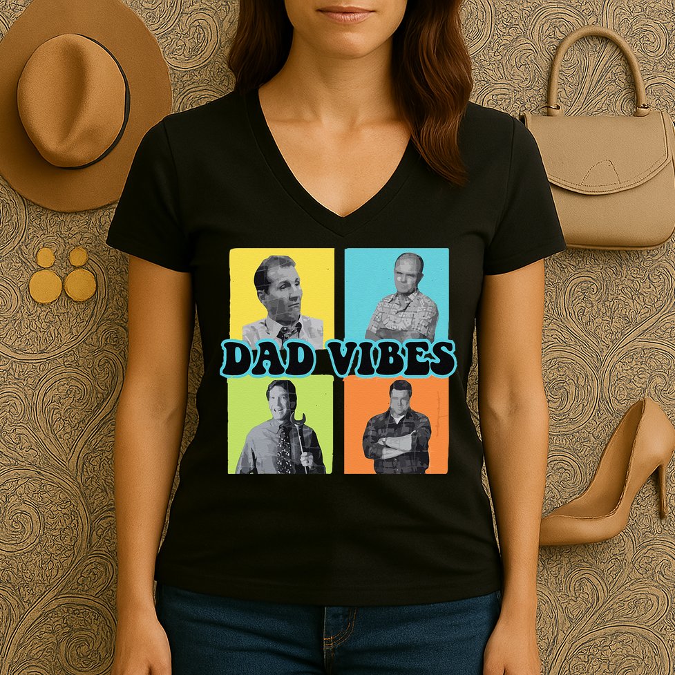 Dad Vibes 90s Dad Vibes Retro Funny Women's V-Neck T-Shirt