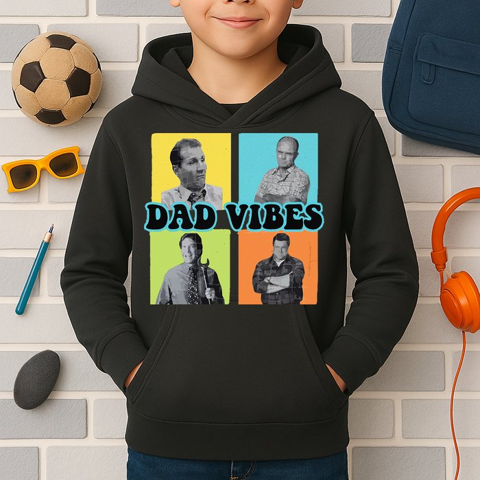Dad Vibes 90s Dad Vibes Retro Funny Kids Hoodie