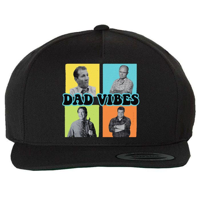 Dad Vibes 90s Dad Vibes Retro Funny Wool Snapback Cap