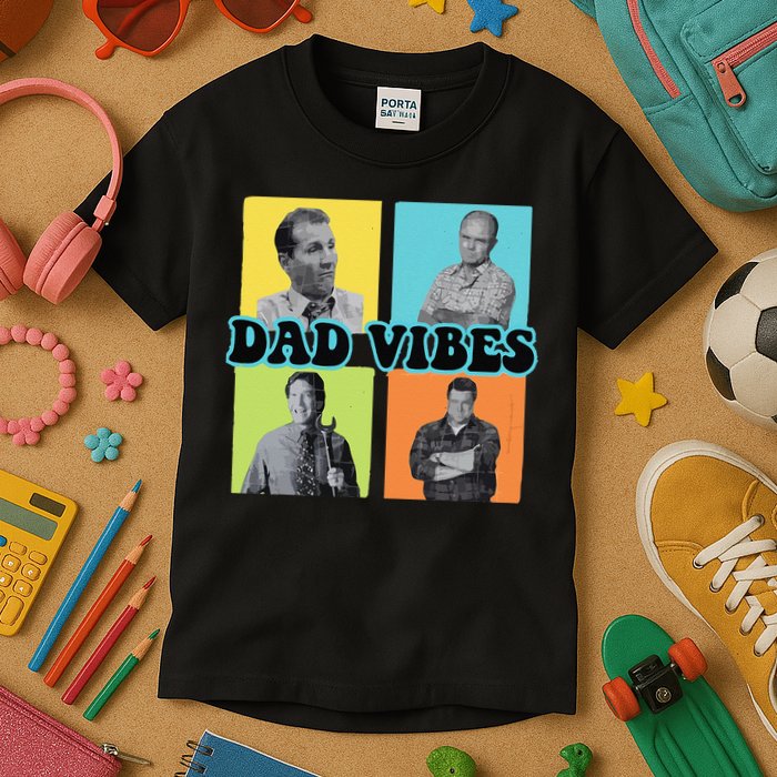 Dad Vibes 90s Dad Vibes Retro Funny Kids T-Shirt