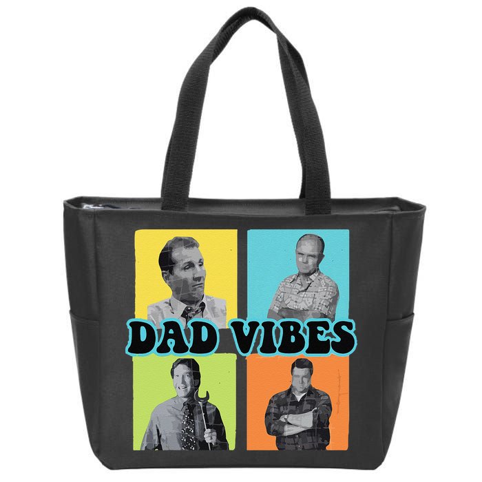 Dad Vibes 90s Dad Vibes Retro Funny Zip Tote Bag