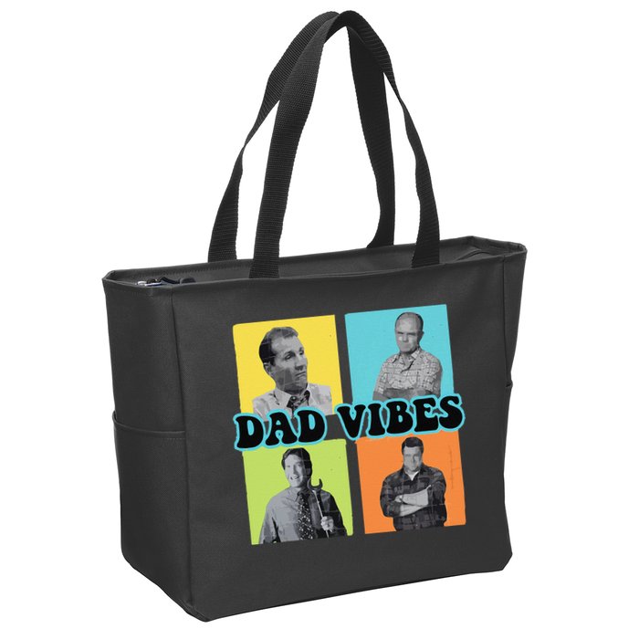Dad Vibes 90s Dad Vibes Retro Funny Zip Tote Bag