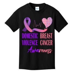 Domestic Violence And Breast Cancer Awareness Month Support Kids T-Shirt