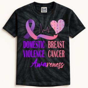 Domestic Violence And Breast Cancer Awareness Month Support Kids Tie-Dye T-Shirt