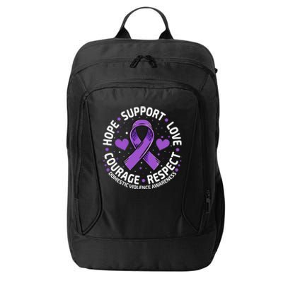 Domestic Violence Awareness LOVE SUPPORT Purple Ribbon City Backpack