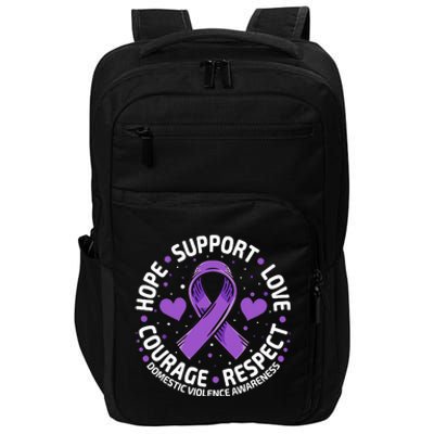 Domestic Violence Awareness LOVE SUPPORT Purple Ribbon Impact Tech Backpack