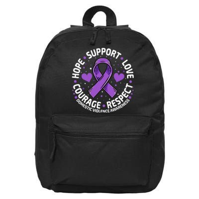 Domestic Violence Awareness LOVE SUPPORT Purple Ribbon 16 in Basic Backpack