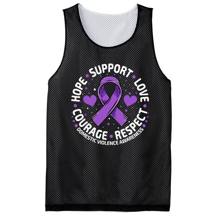 Domestic Violence Awareness LOVE SUPPORT Purple Ribbon Mesh Reversible Basketball Jersey Tank