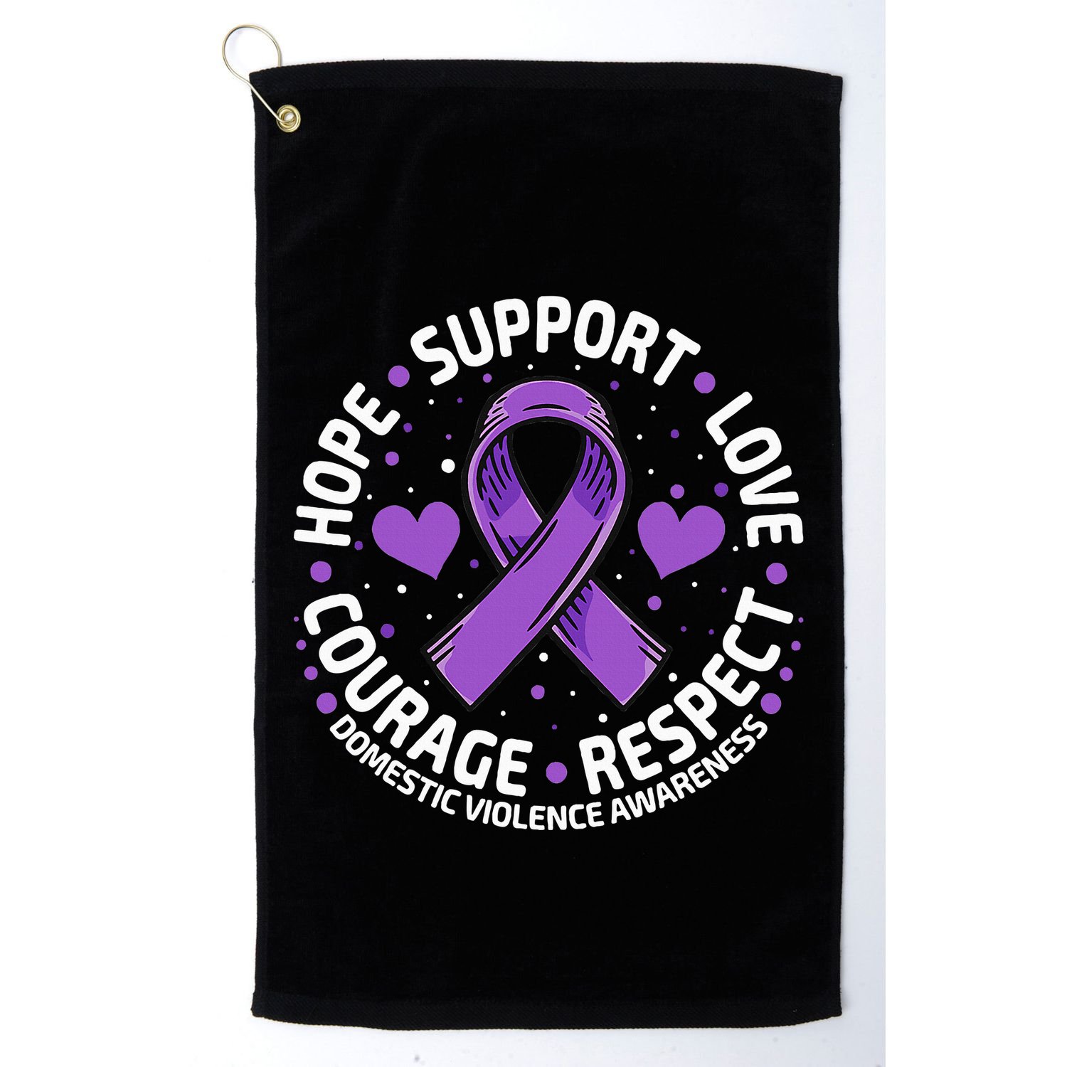 Domestic Violence Awareness LOVE SUPPORT Purple Ribbon Golf Towel