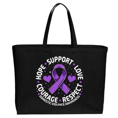 Domestic Violence Awareness LOVE SUPPORT Purple Ribbon Cotton Canvas Jumbo Tote