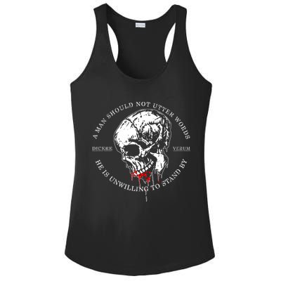 Dicere Verum A Man Should Not Utter Words He Is Unwilling To Stand Ladies PosiCharge Competitor Racerback Tank