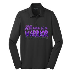 Domestic Violence Awareness Purple Mama Of A Warrior Silk Touch Performance Long Sleeve Polo